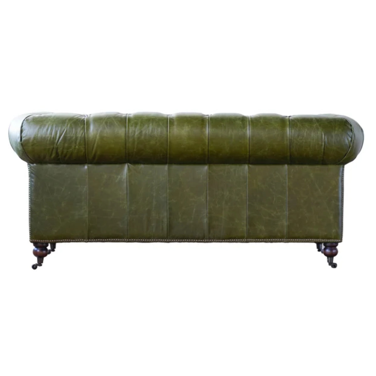 Olive Green Chesterfield Leather Loveseat