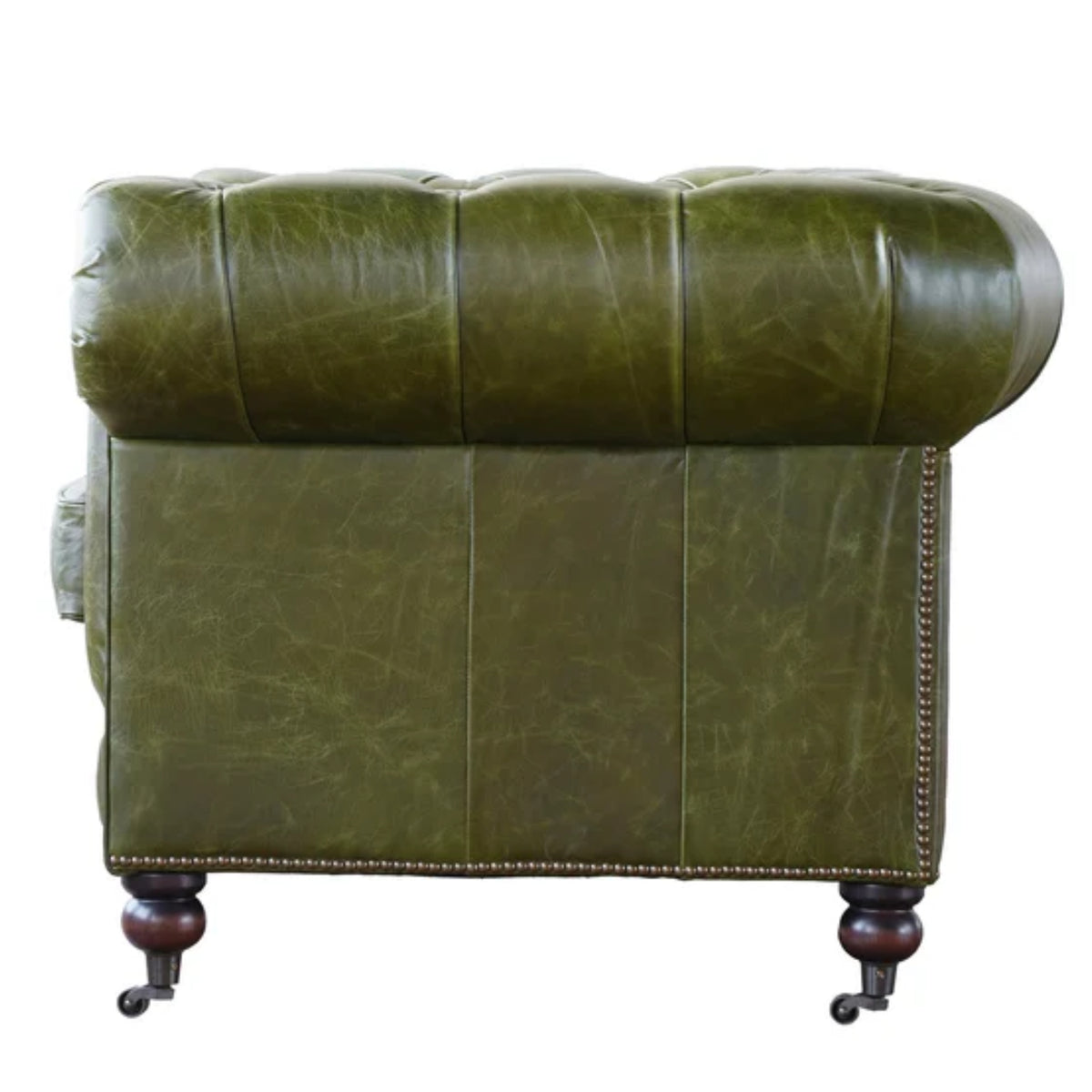 Olive Green Chesterfield Leather Loveseat