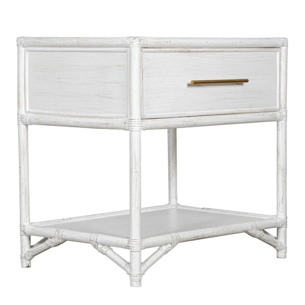 Harbor Cane Rattan One-Drawer Nightstand with Shelf