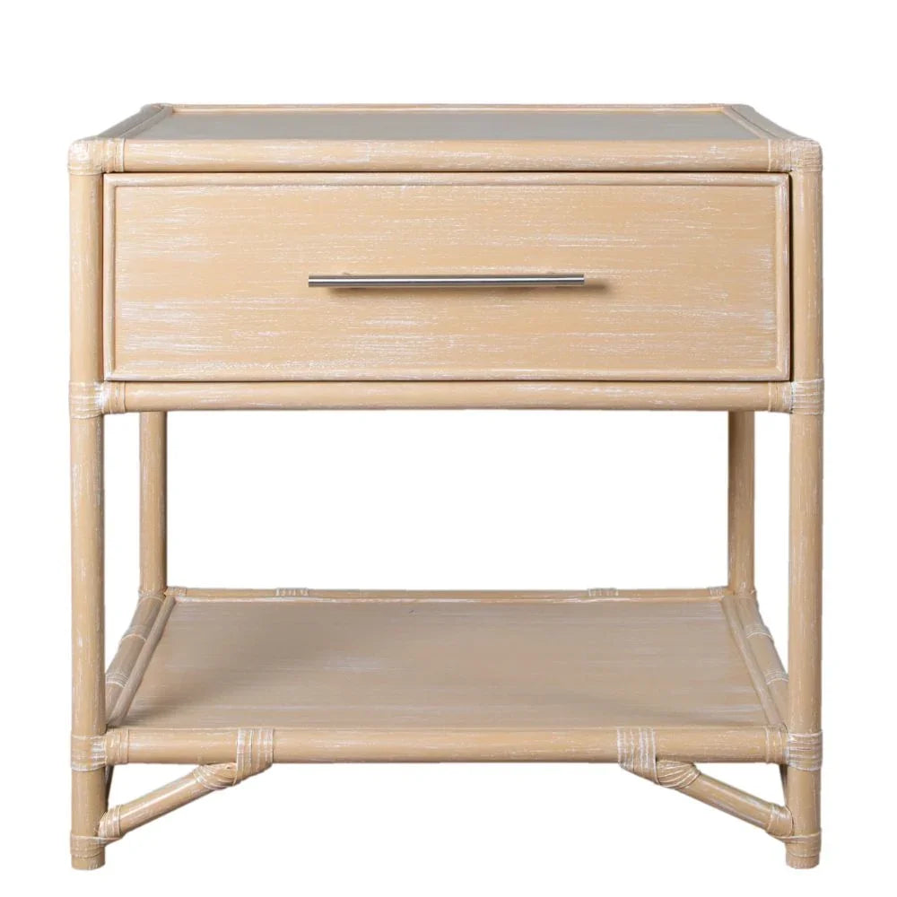 Harbor Cane Rattan One-Drawer Nightstand with Shelf