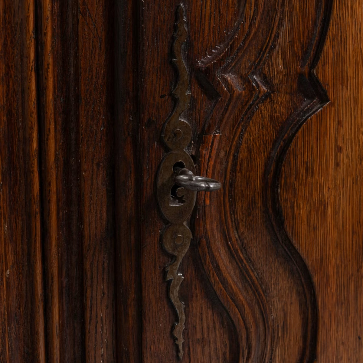 Ornate Antique French Carved Oak Wood Buffet, Circa 1780