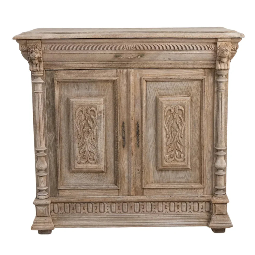 Ornate Carved Wood Side Cabinet, Circa 1900
