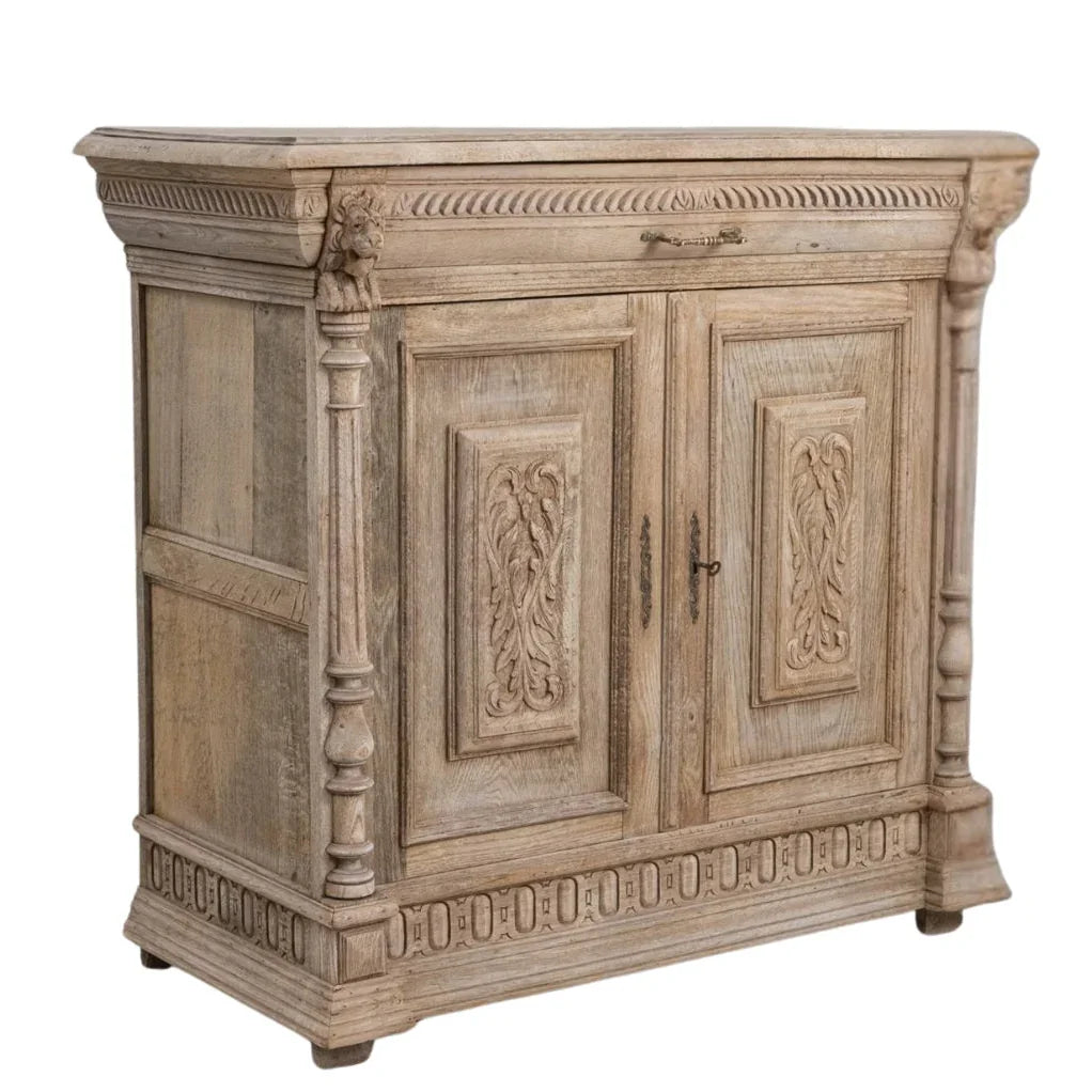 Ornate Carved Wood Side Cabinet, Circa 1900