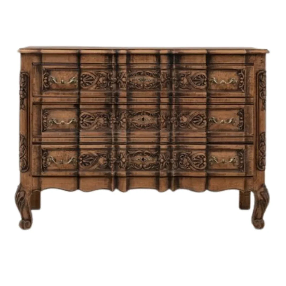 Richly Stained Ornate French Chest, Circa 1850
