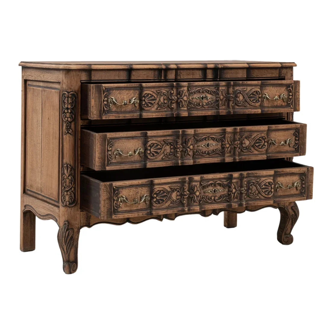 Richly Stained Ornate French Chest, Circa 1850