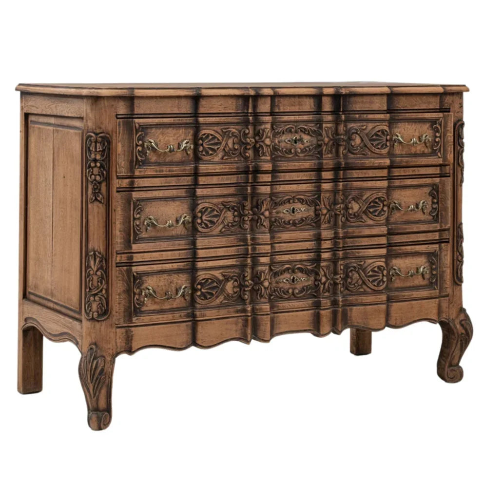 Richly Stained Ornate French Chest, Circa 1850