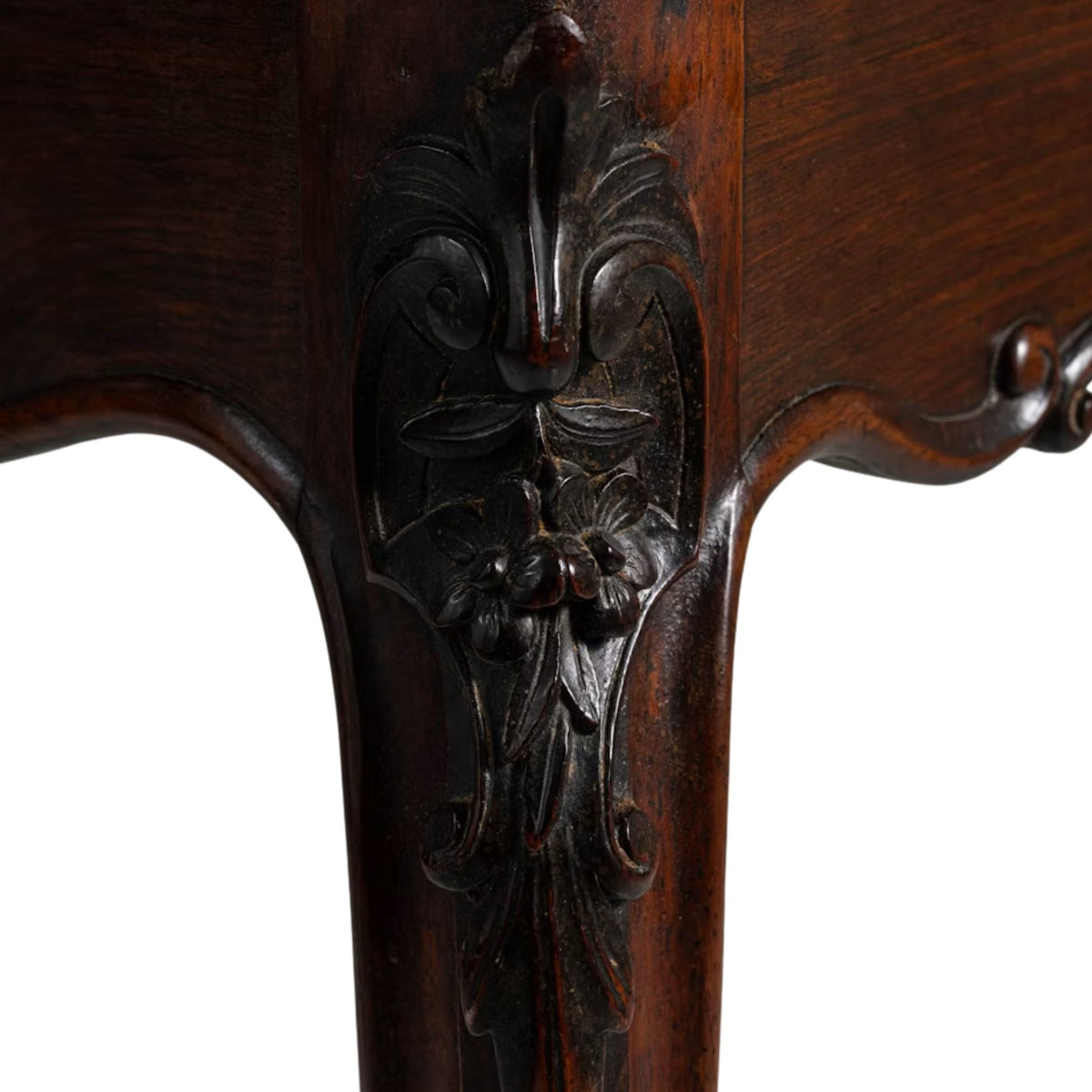 Ornate French Carved Wood Console Table, Circa 1860