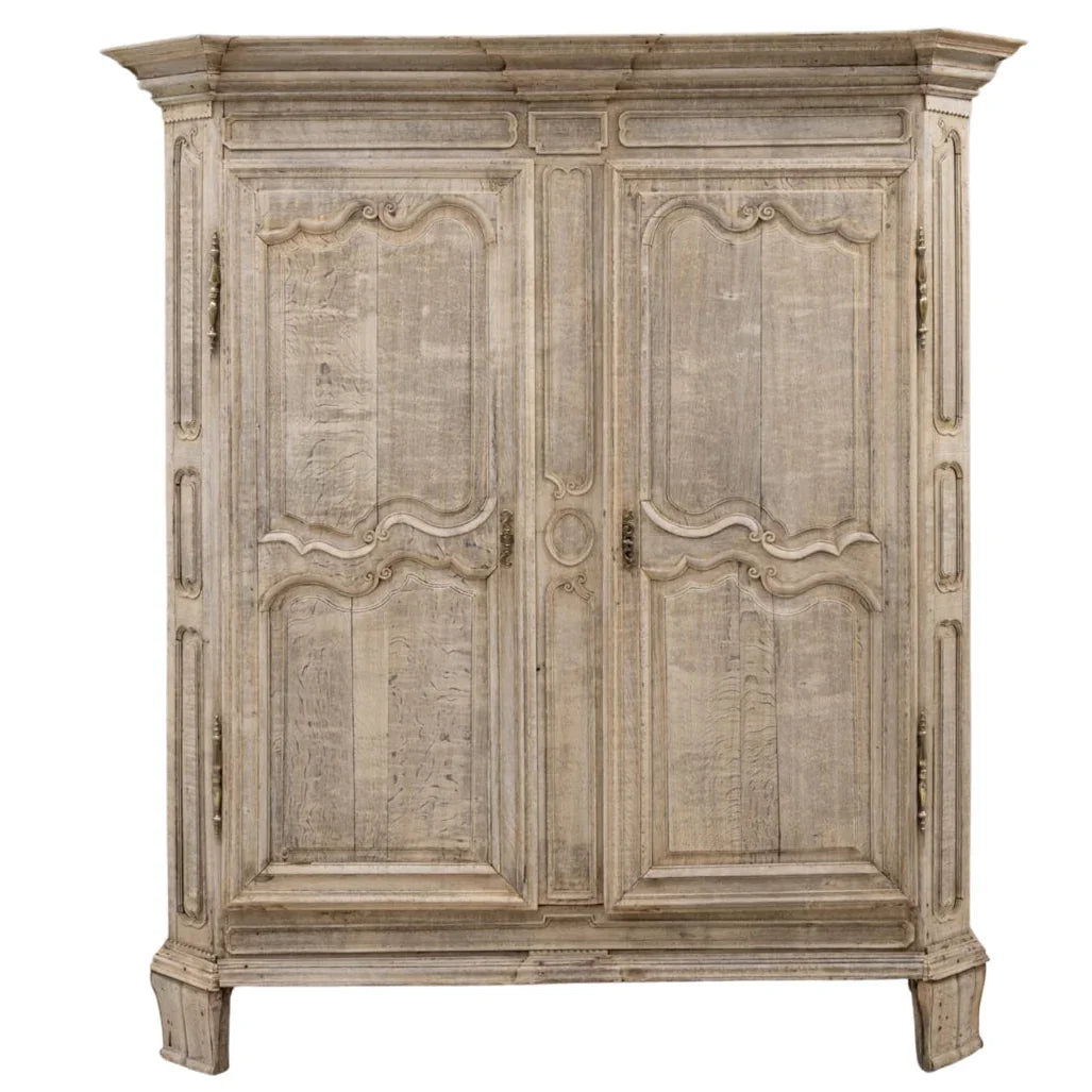 Extra Wide Ornate French Oak Armoire, Circa 1860