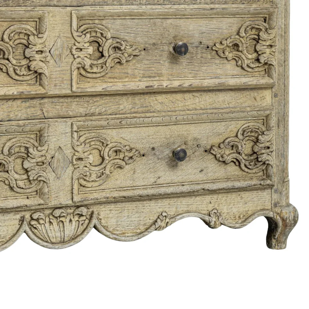 French Ornately Carved Oak Chest, Circa 1850