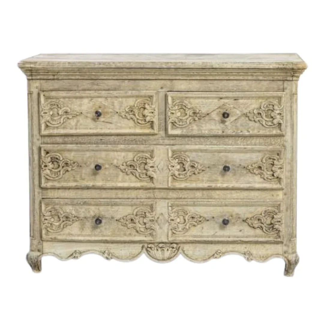 French Ornately Carved Oak Chest, Circa 1850