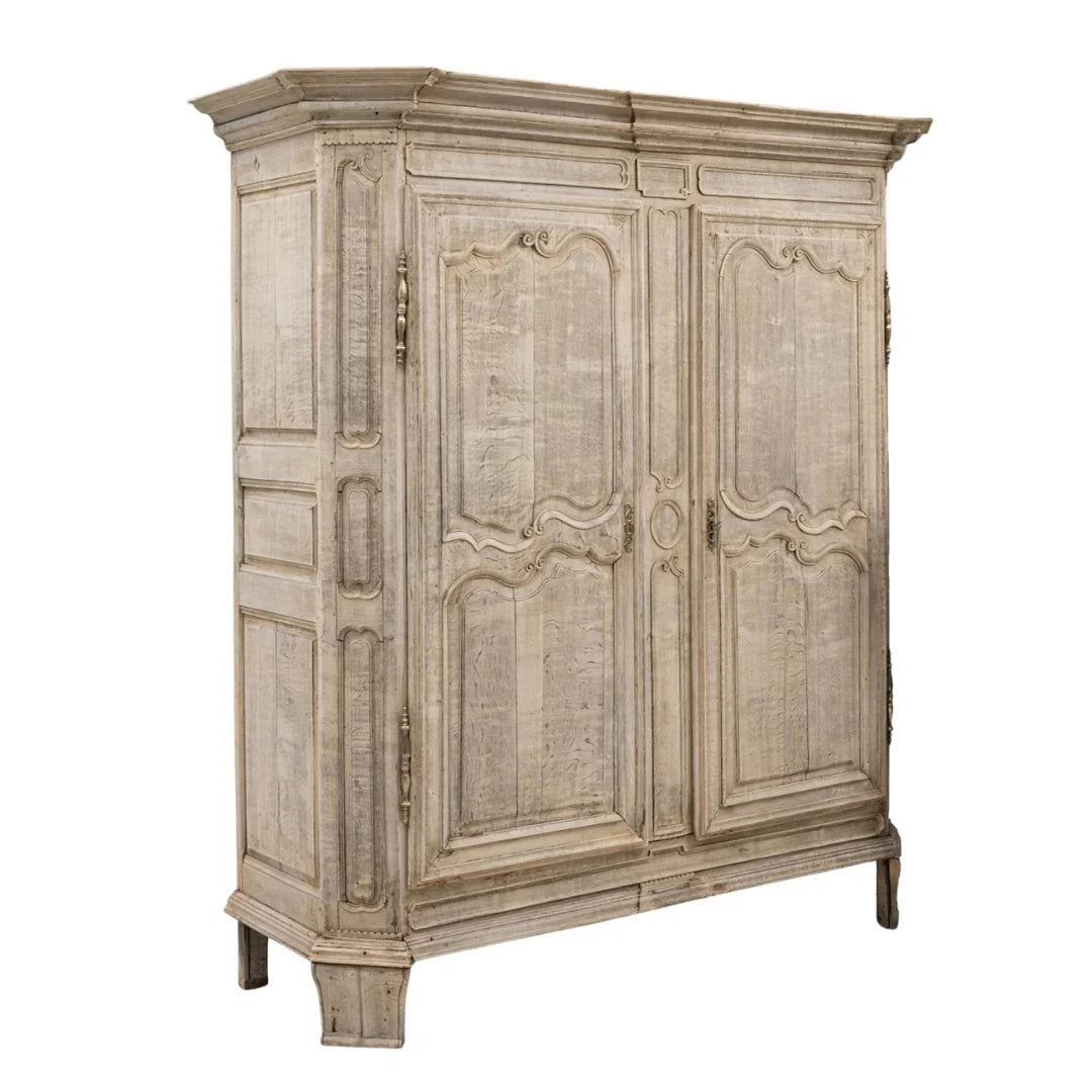 Extra Wide Ornate French Oak Armoire, Circa 1860