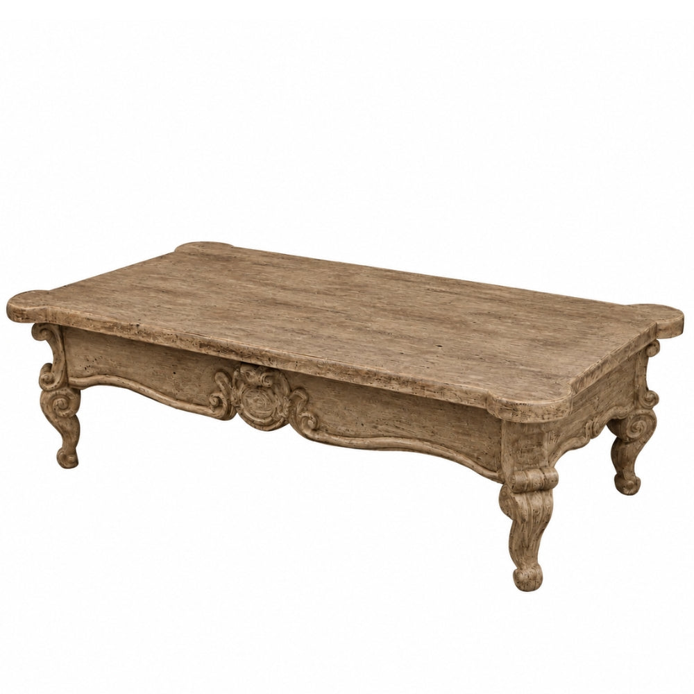 Ornately Carved Wood Toulouse Coffee Table