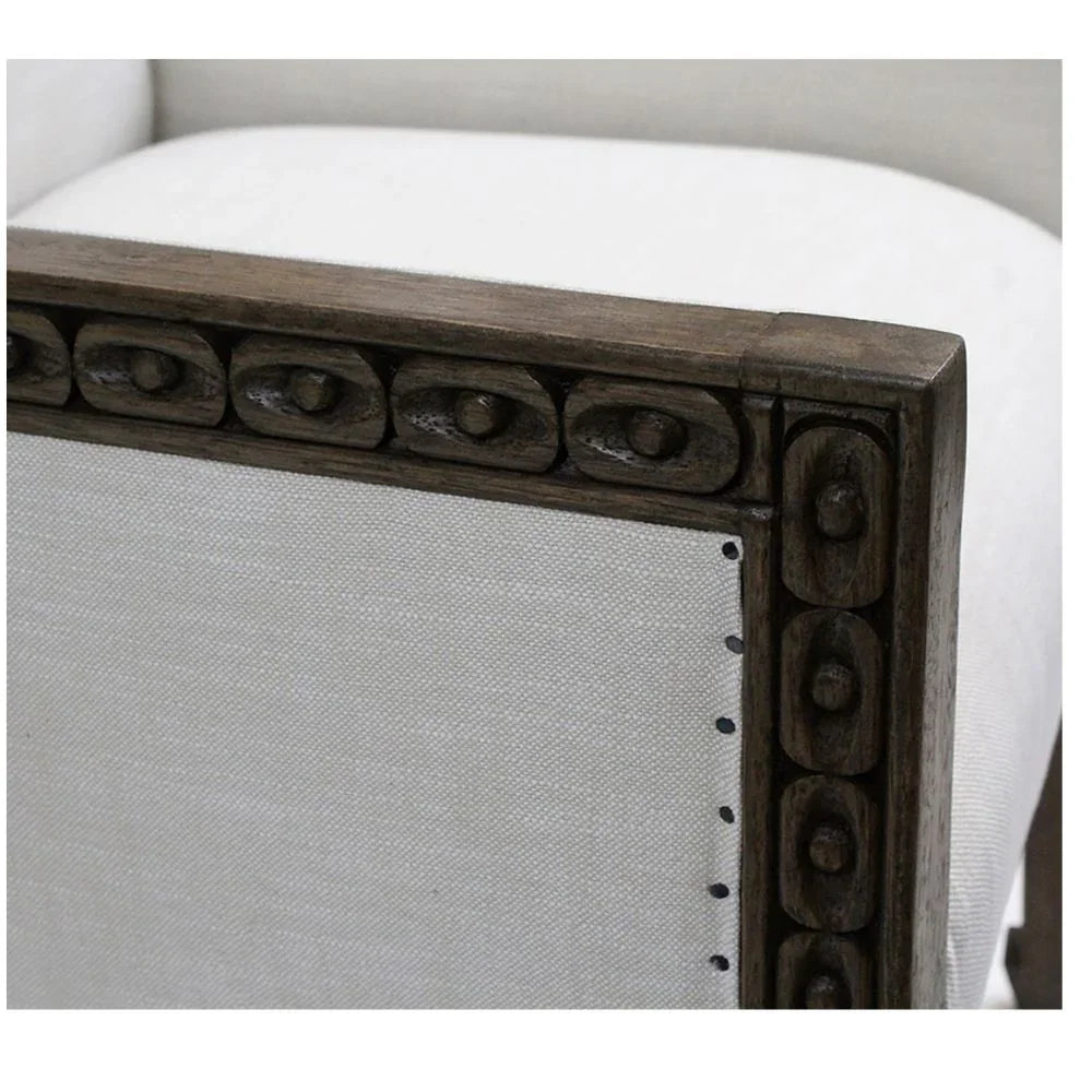 Ornately Carved Wood Wingback Armchair