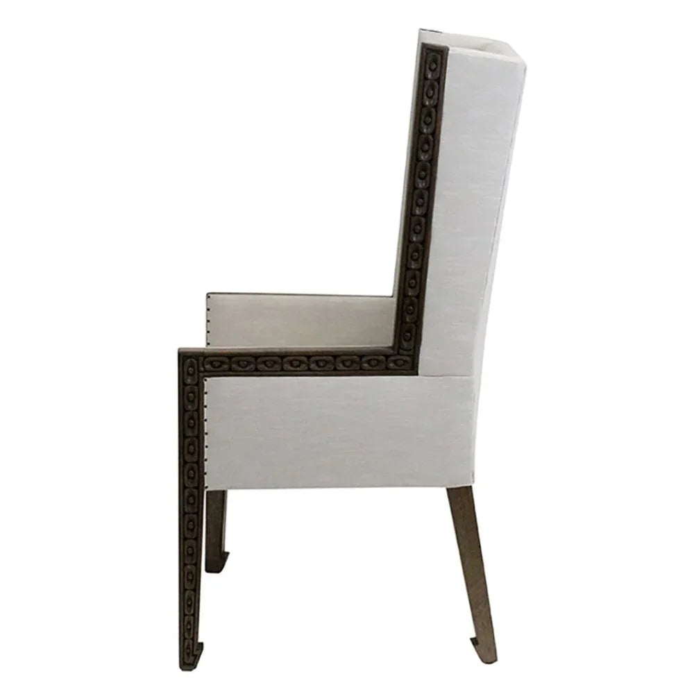 Ornately Carved Wood Wingback Armchair