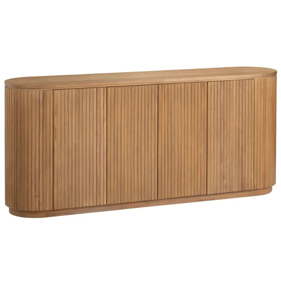 Warm Oval Wooden Fluted Door Sideboard