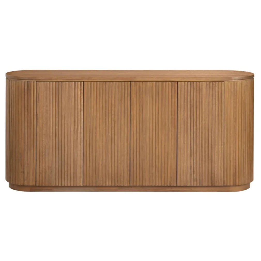 Warm Oval Wooden Fluted Door Sideboard