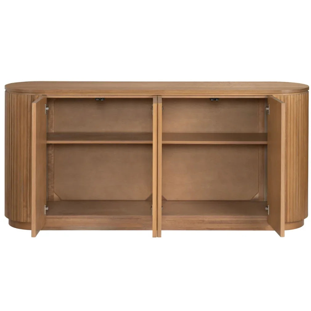 Warm Oval Wooden Fluted Door Sideboard