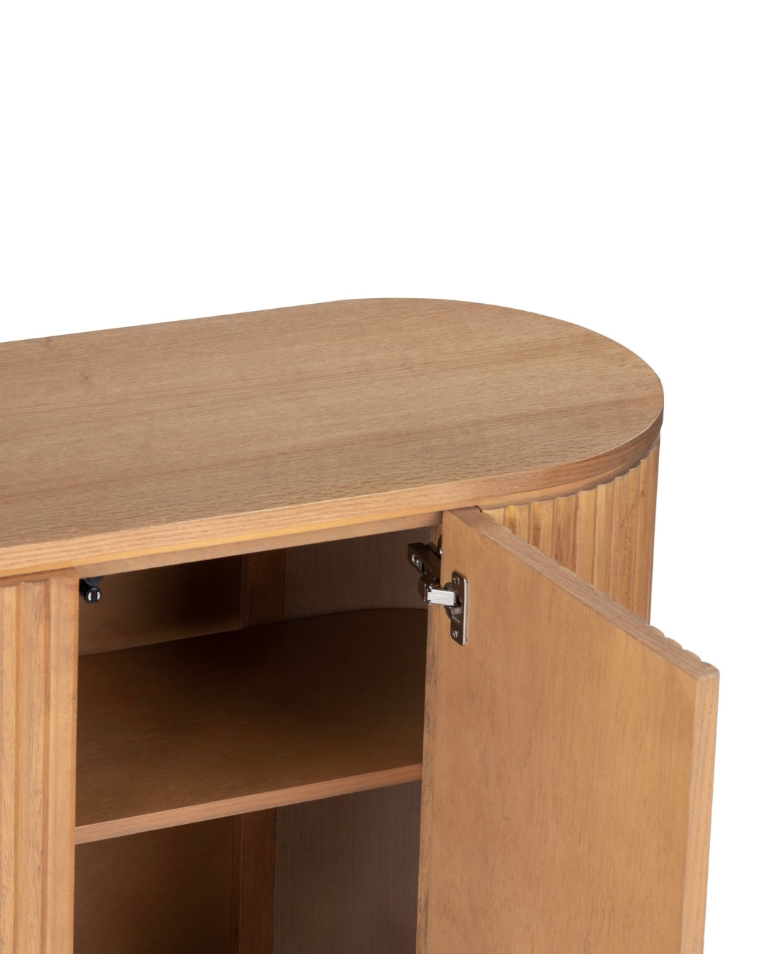 Warm Oval Wooden Fluted Door Sideboard