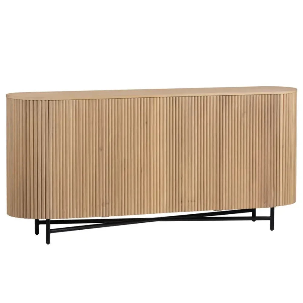 Oval Wooden Fluted Door Sideboard
