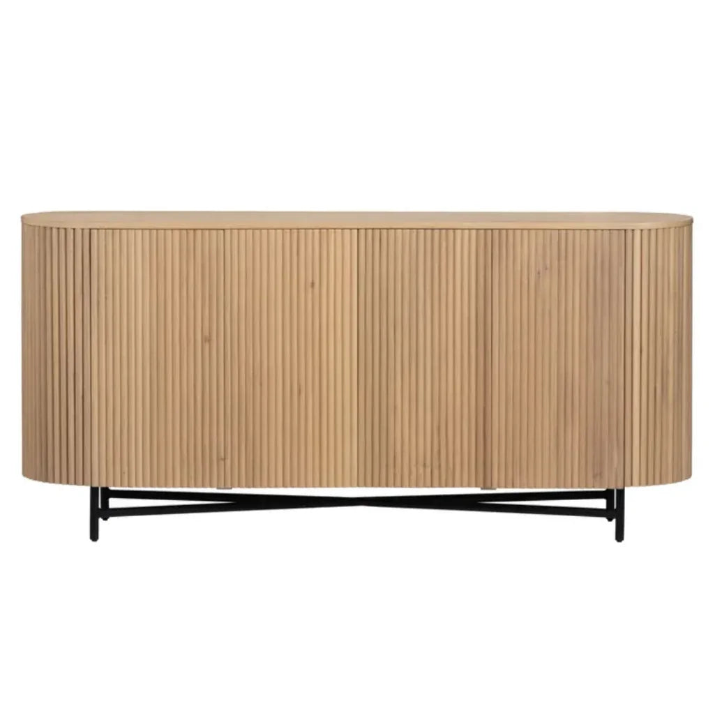 Oval Wooden Fluted Door Sideboard