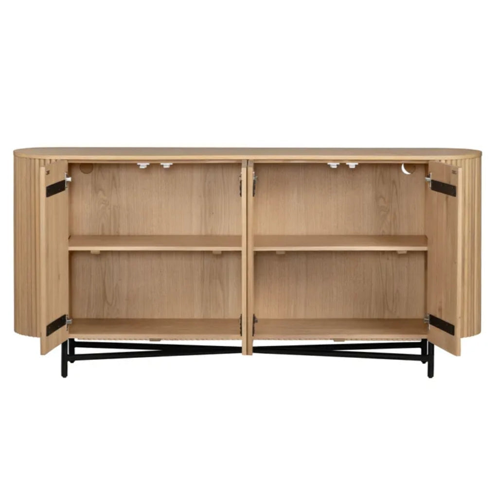 Oval Wooden Fluted Door Sideboard