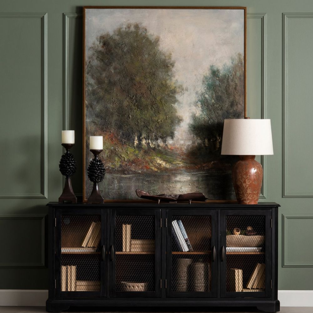 Oversized Woodland Reflections Hand-Painted Canvas