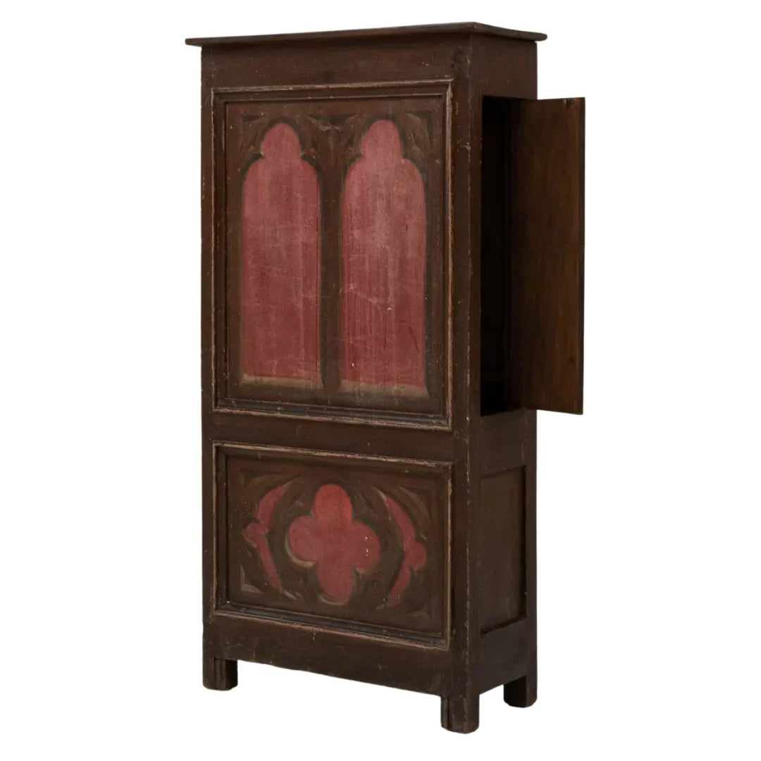 Small Gothic Revival Cabinet with Quatrefoil Motifs, Circa 1900
