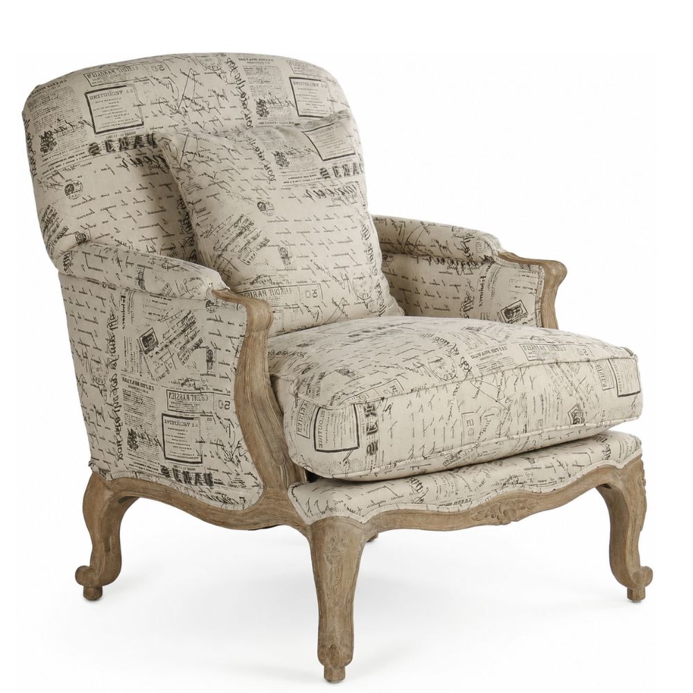 Paris French Script Postcard Chair