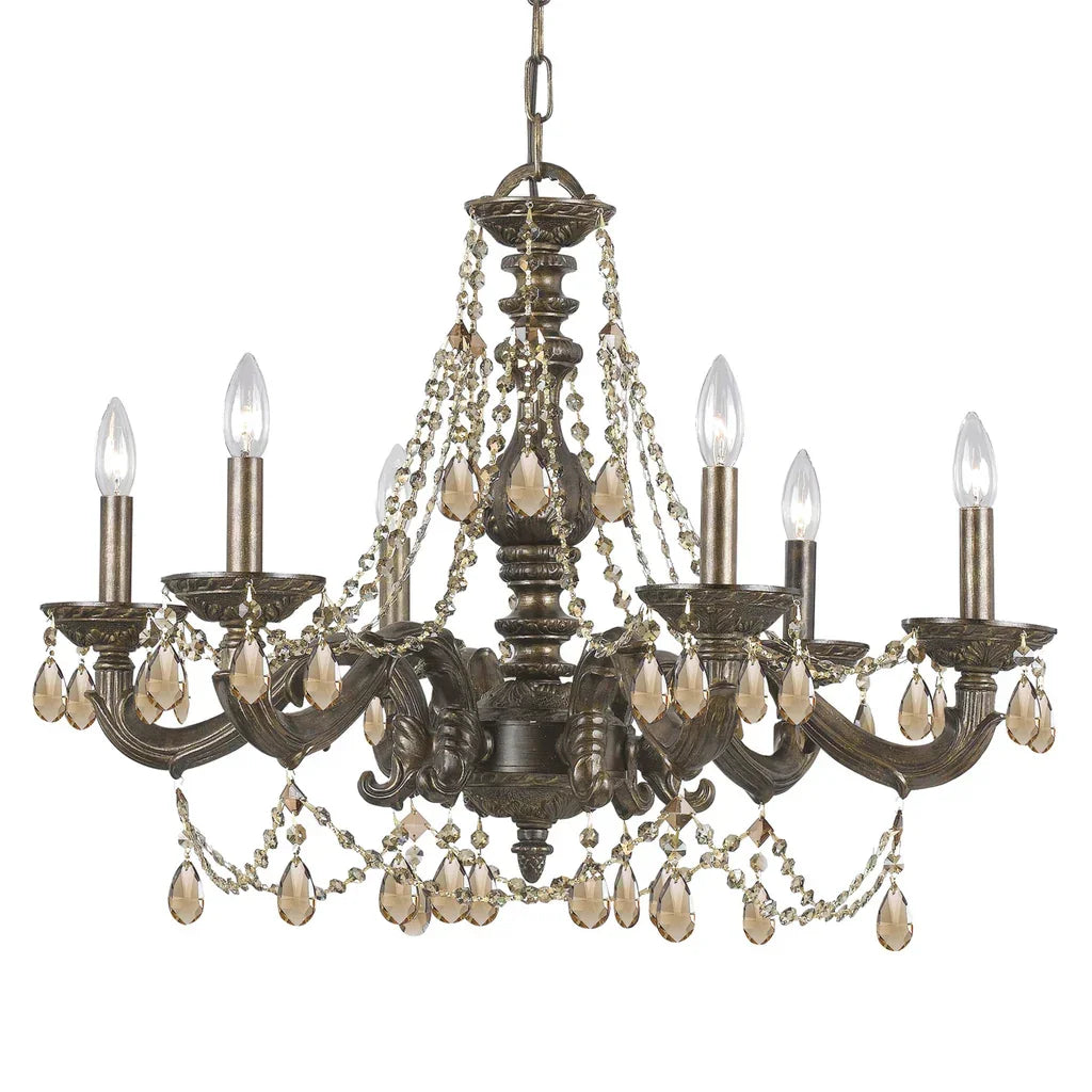 Venetian Bronze French Chandelier with Crystals