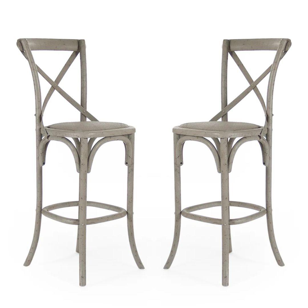 Birch Wood Cross Back Bar and Counter Stool