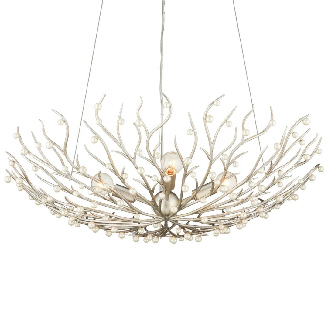 Pearl Bowl Silver Leaf Chandelier