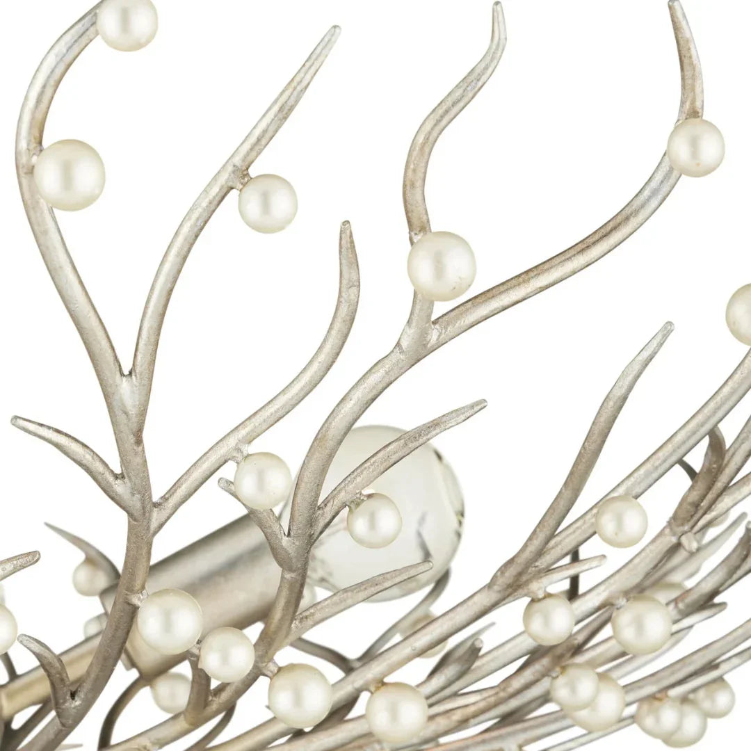 Pearl Bowl Silver Leaf Chandelier