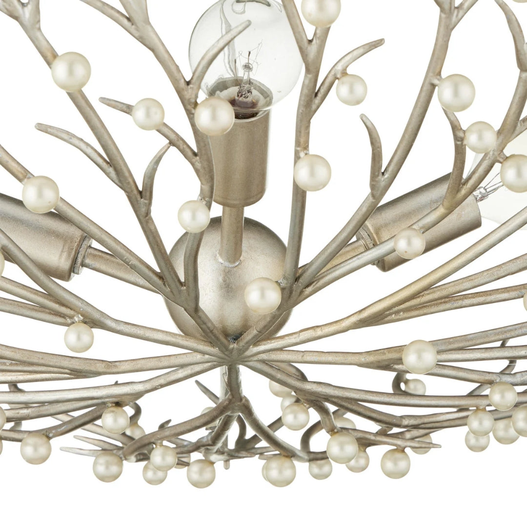 Pearl Bowl Silver Leaf Chandelier