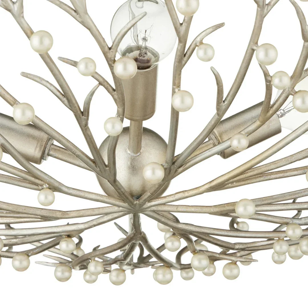 Pearl Bowl Silver Leaf Chandelier