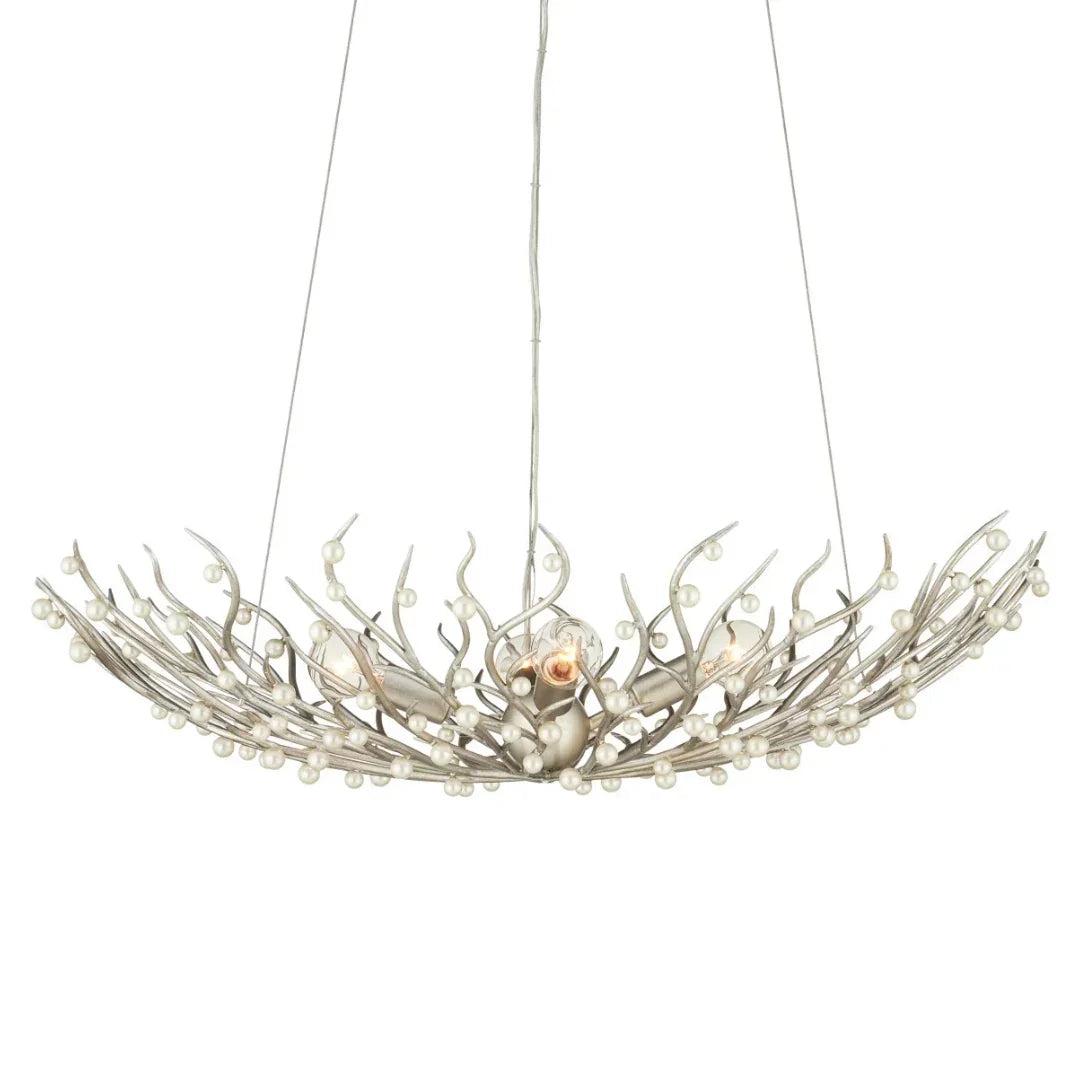 Pearl Bowl Silver Leaf Chandelier