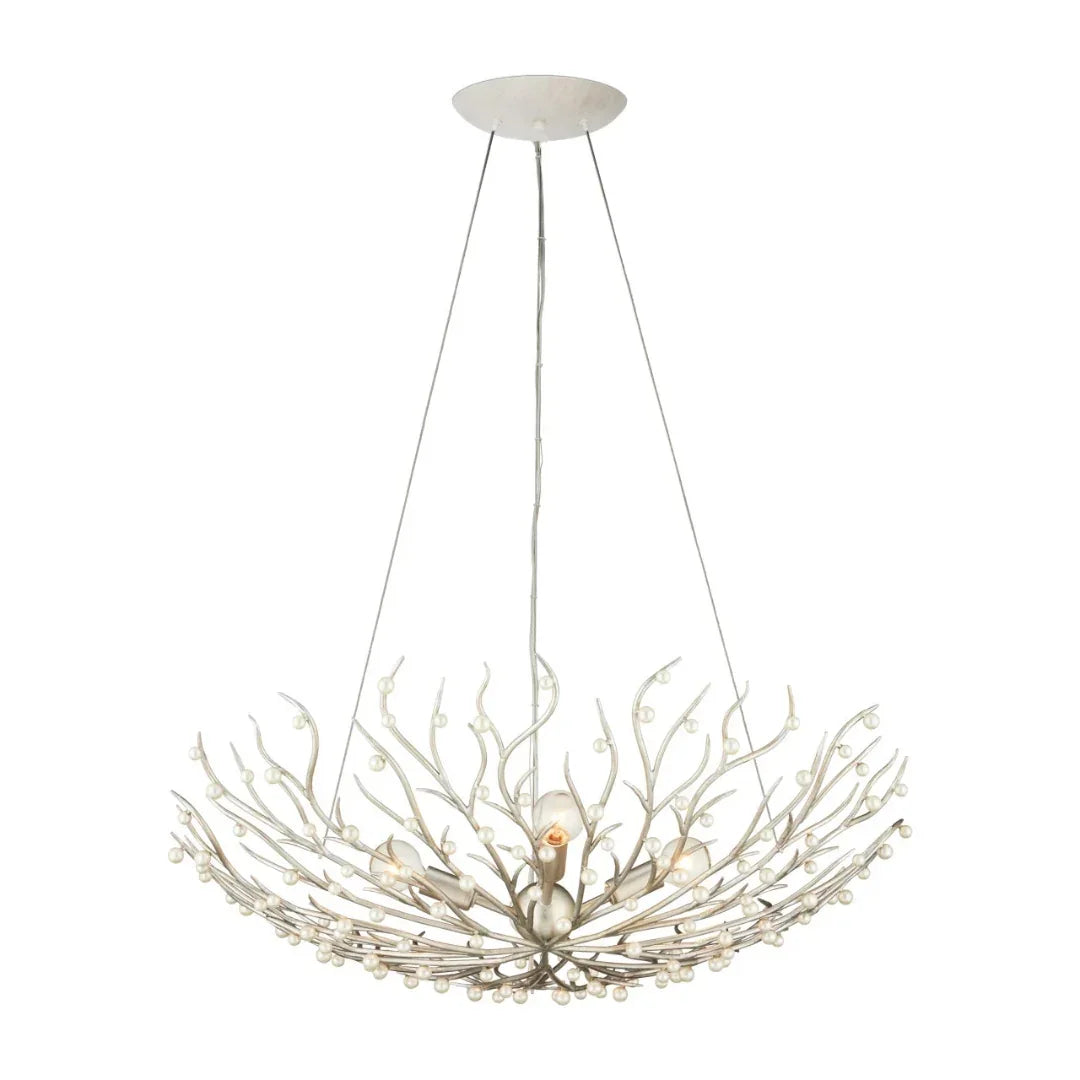 Pearl Bowl Silver Leaf Chandelier