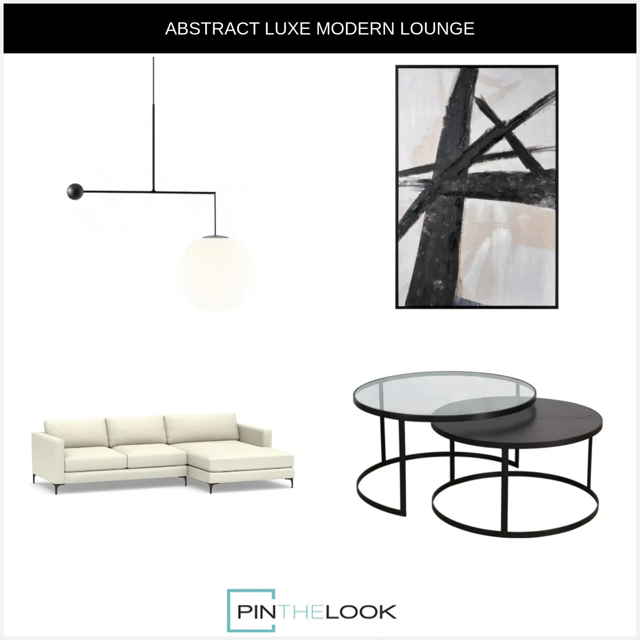 Black Glass and Wood Top Iron Nesting Tables