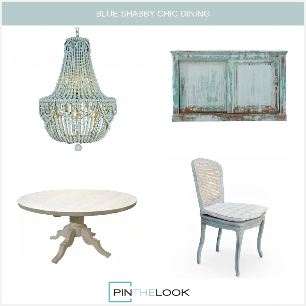 Light Blue Wood Beaded Swag Chandelier