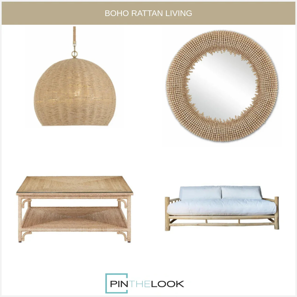 Beaded Round Wooden Boho Mirror