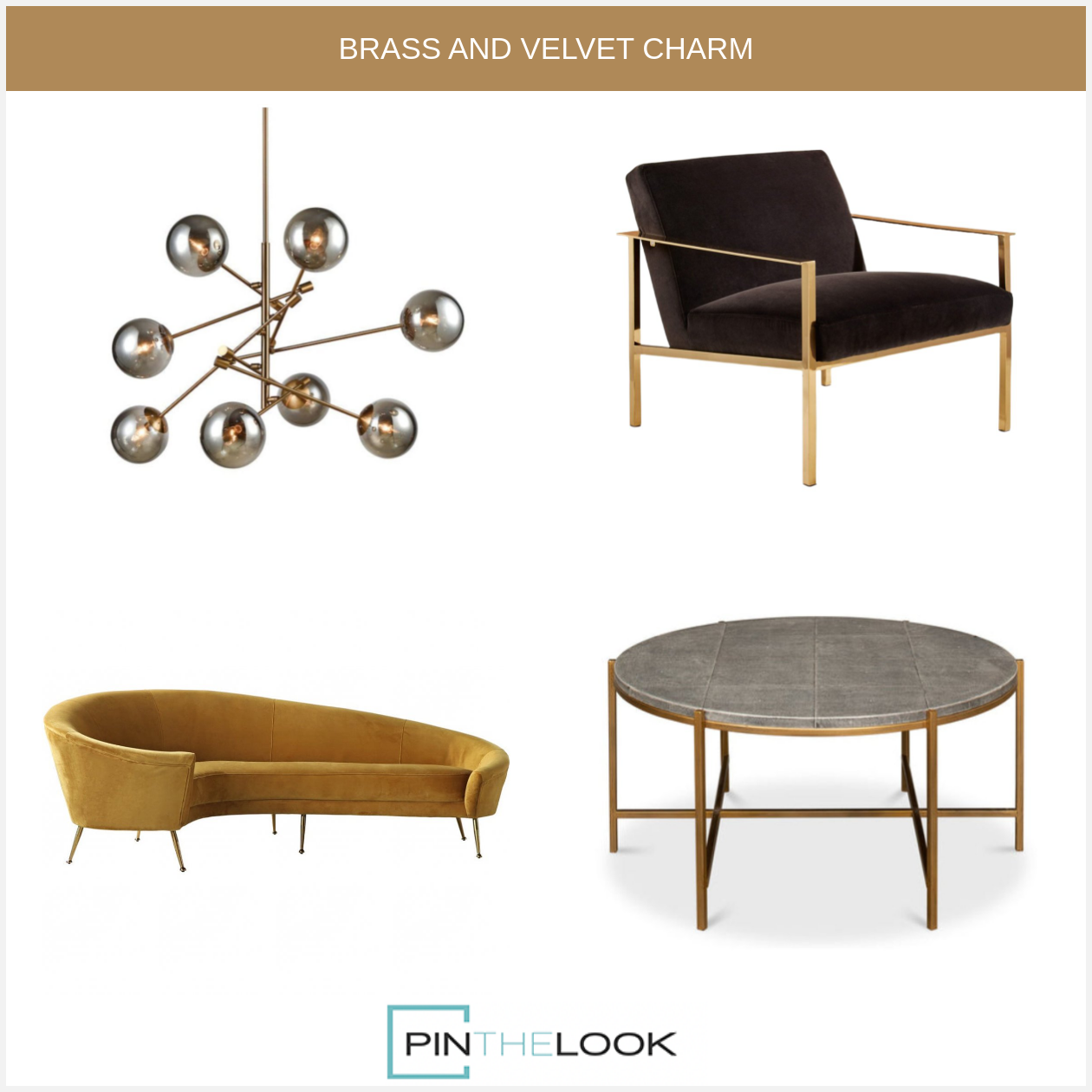 Stingray Shagreen Top Brass Coffee Table