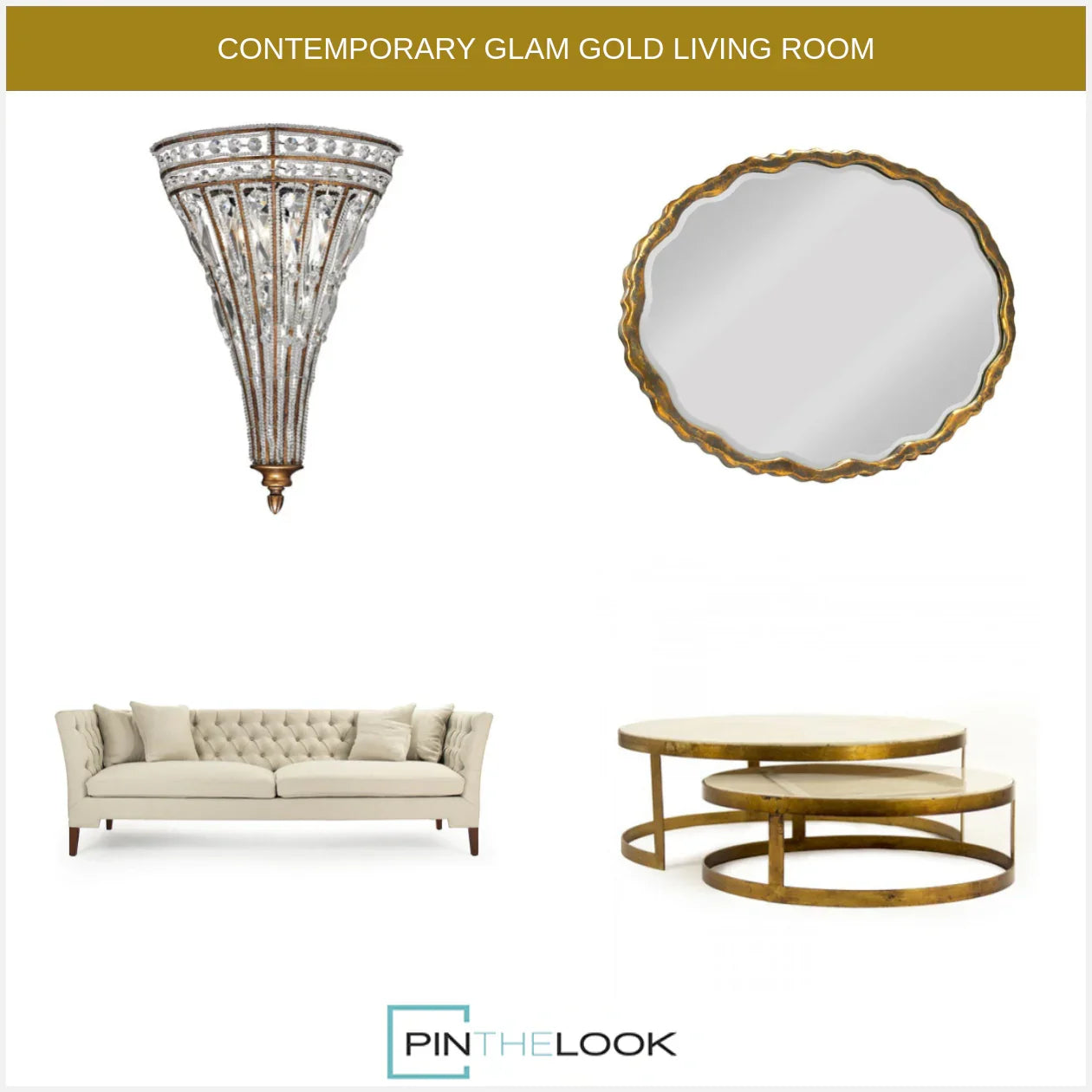 Golden Wavy Oval Mirror
