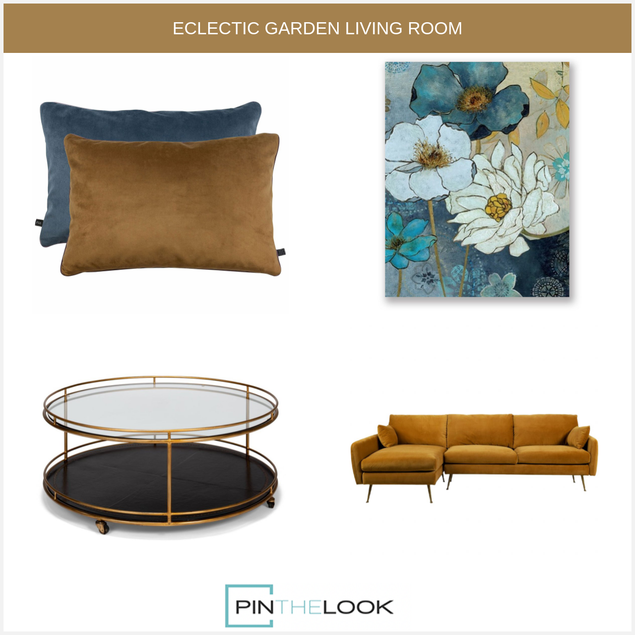 Trolley Round Gold Glass Top Coffee Table