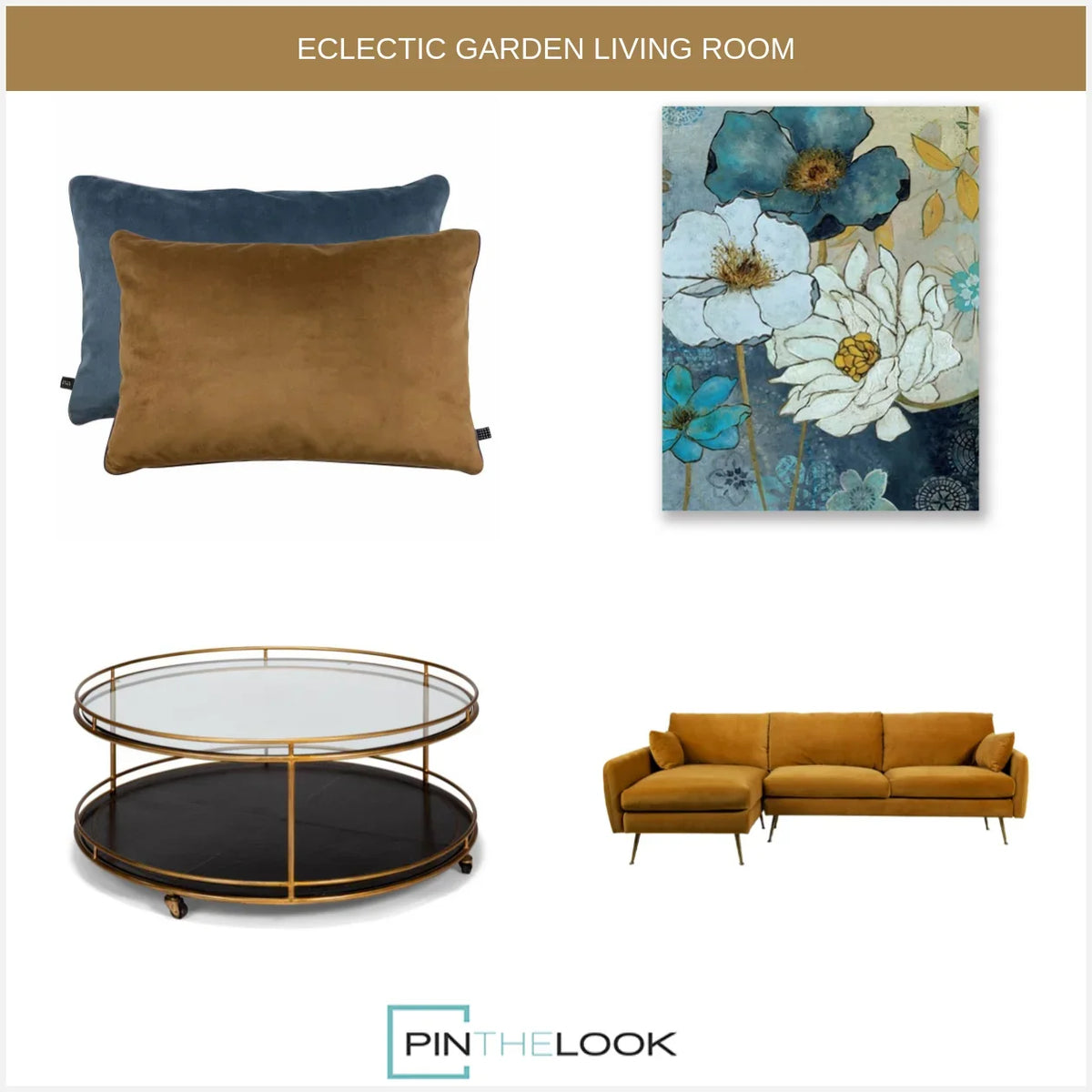 Trolley Round Gold Glass Top Coffee Table