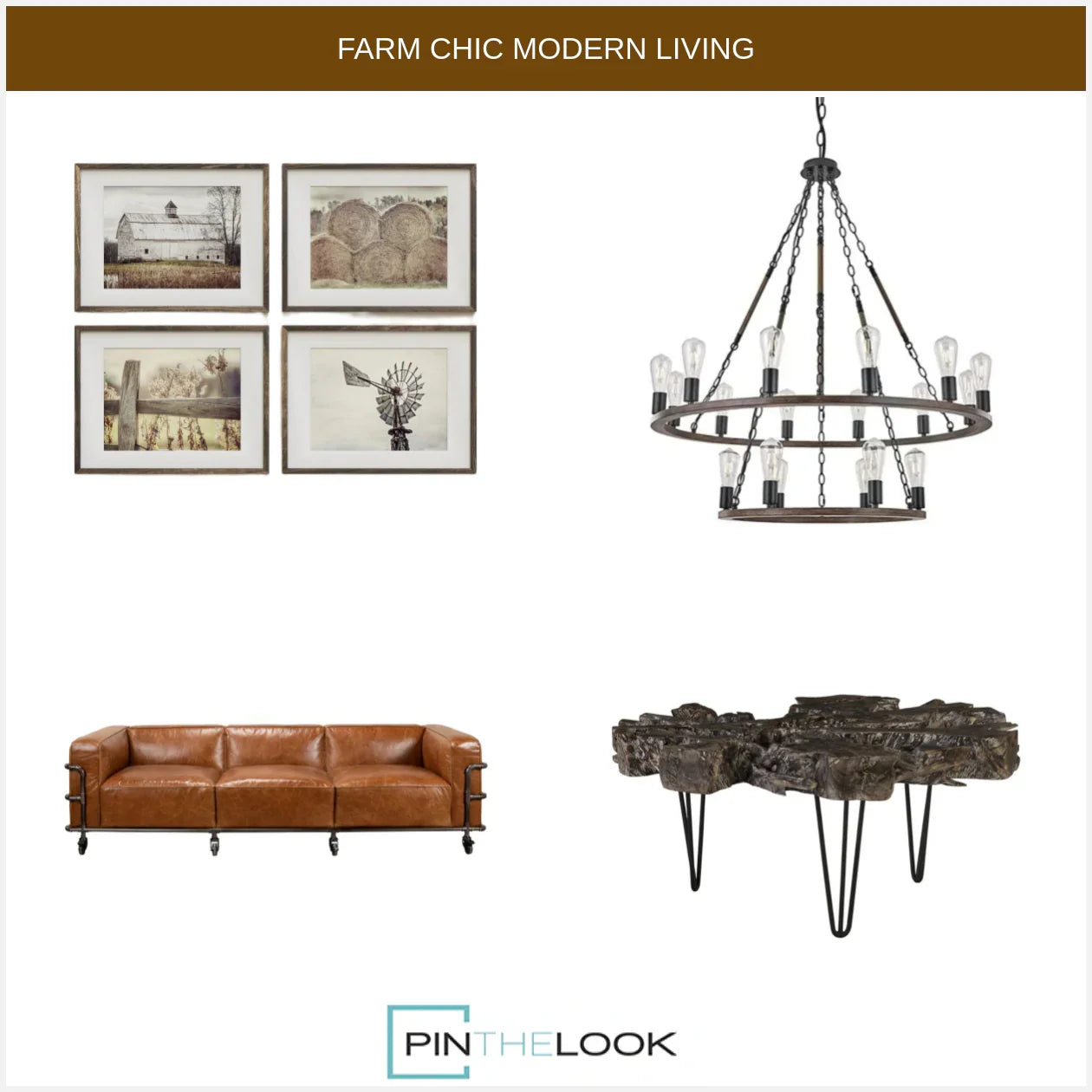 Brown Leather Industrial Iron Pipe Sofa