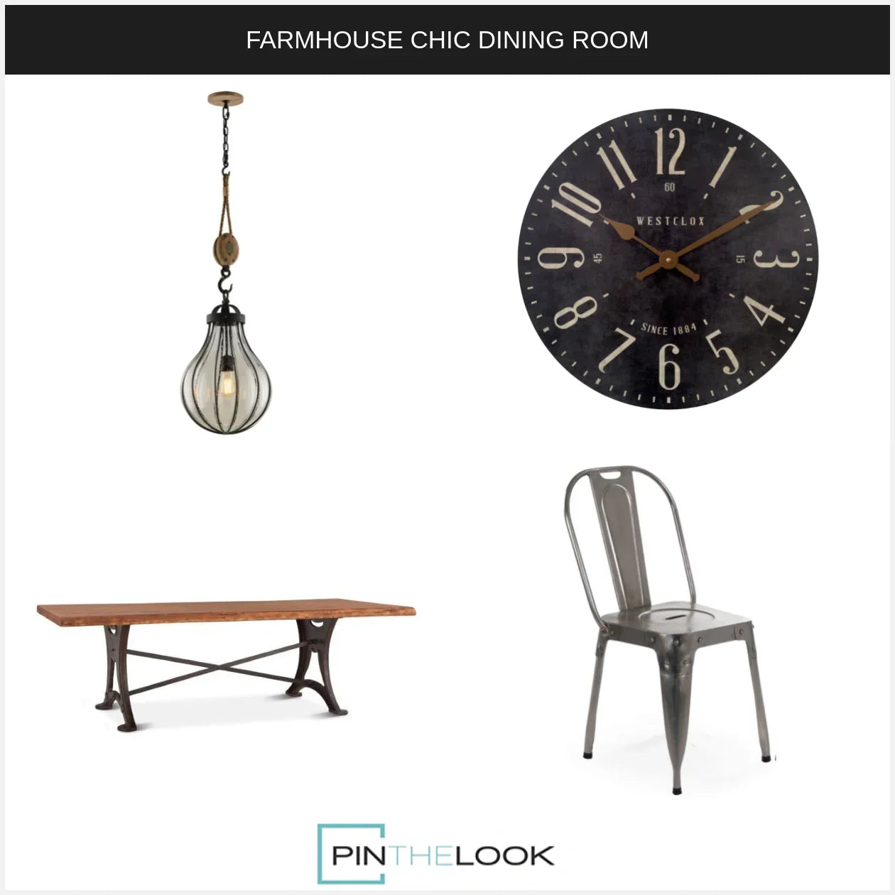 Rustic Wood Iron Forged Pedestal Dining Table