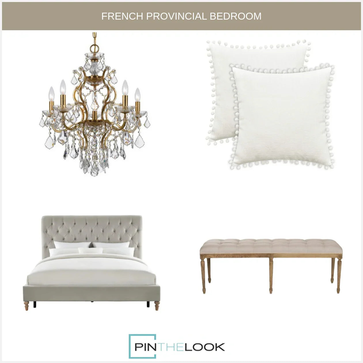 Louis Tufted Natural Linen Bench
