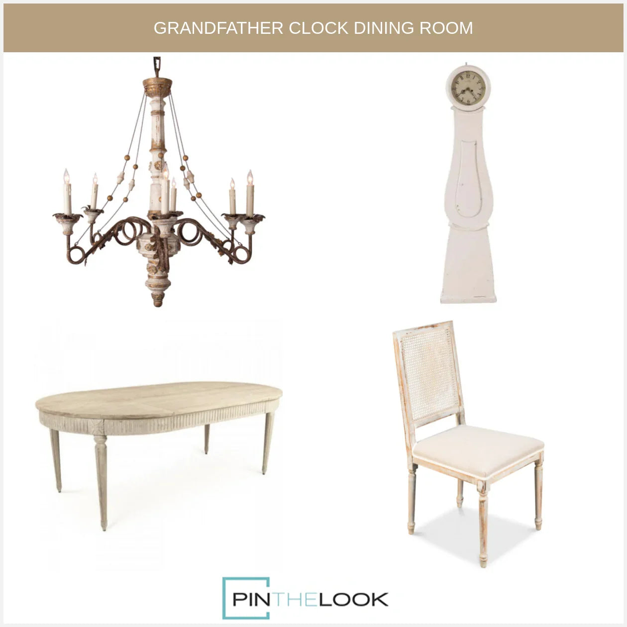 Distressed Cream and Gray Cane Dining Chairs - Set