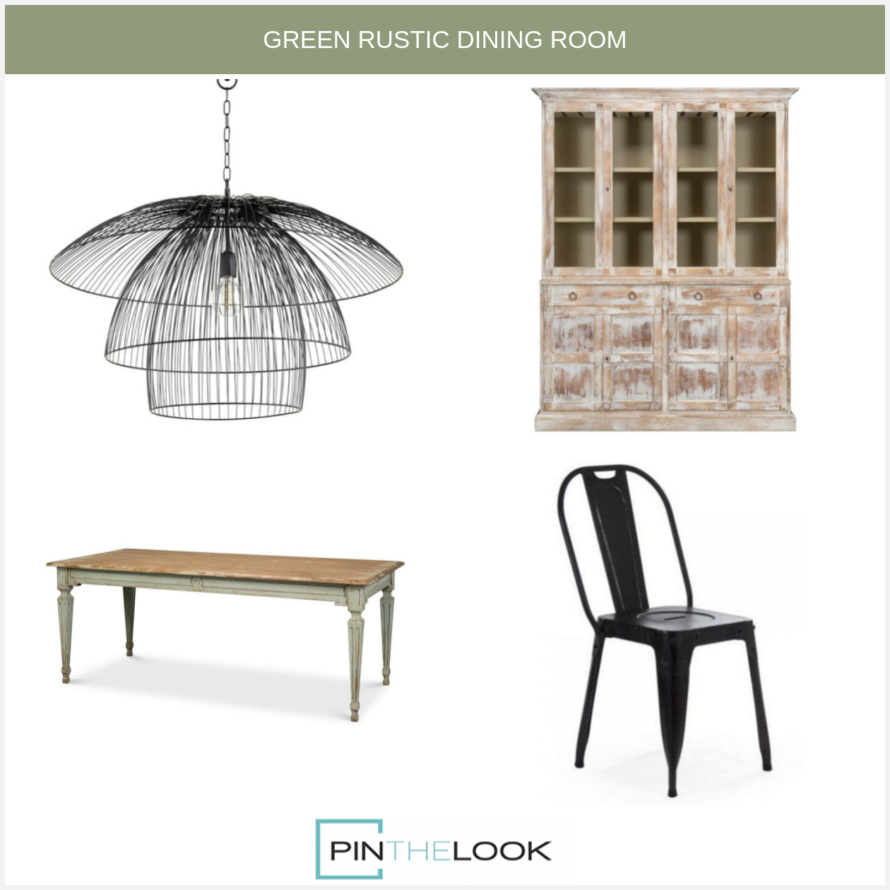 Sage French Elise Wood Top Dining Table