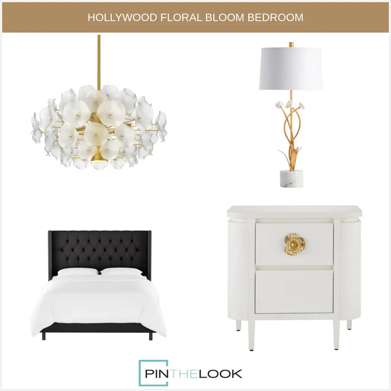 Floral White Gold Chandelier