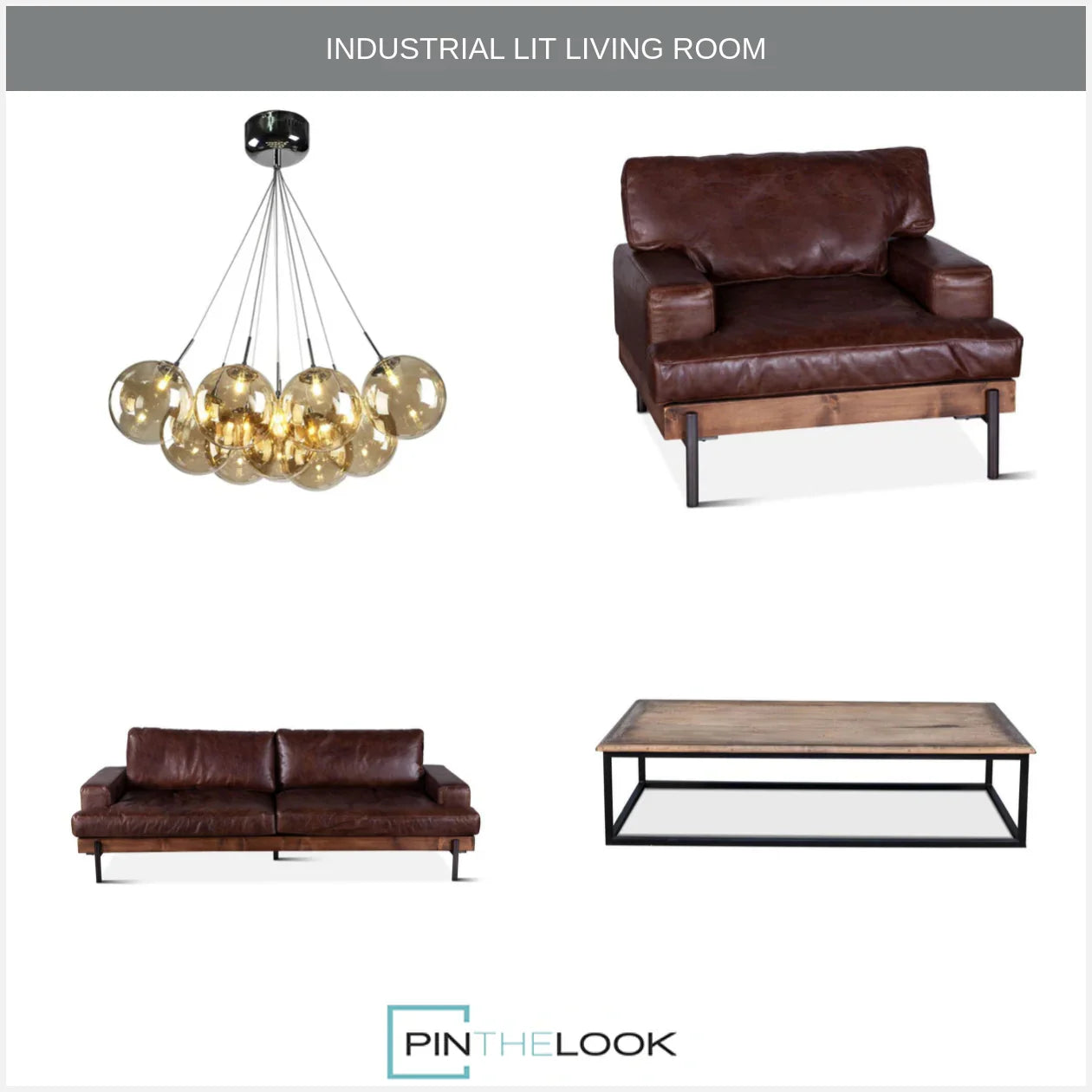 Portofino Industrial Brown Leather Sofa